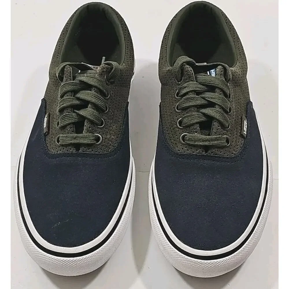 Vans~Mens 6.5; Woman 8~Olive Green/Black Era Pro Perforated Suede Sneakers Shoes